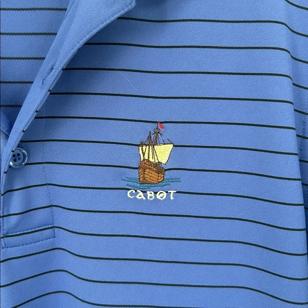 Callaway Striped Golf Polo Shirt Blue Black Cabot Logo Size S Mens - Picture 4 of 11